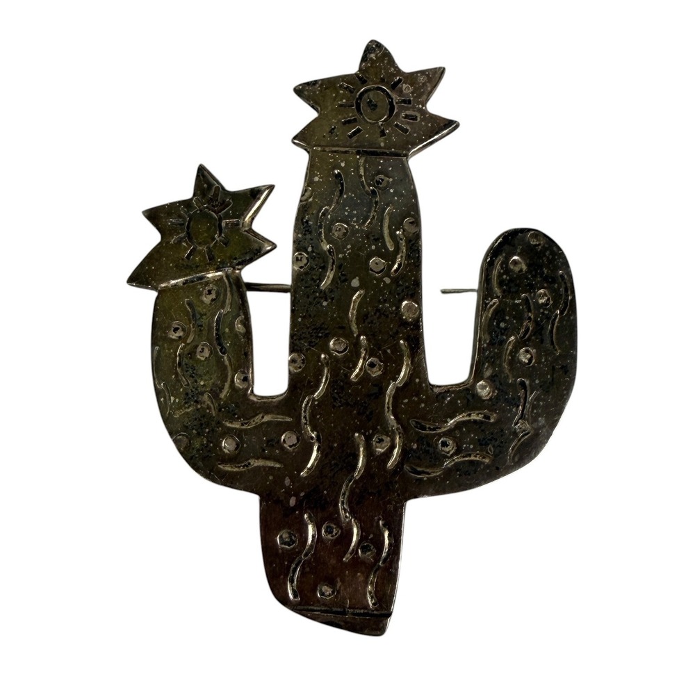 Monte‎ Mexico 925 Sterling Silver Cactus Star Brooch Pin Taxco TT-28 Vintage